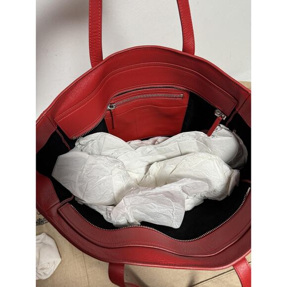 FACINE Tote Bag Womens Red Leather Suede Trim Zip Top Shoulder Made in Italy - Picture 8 of 13